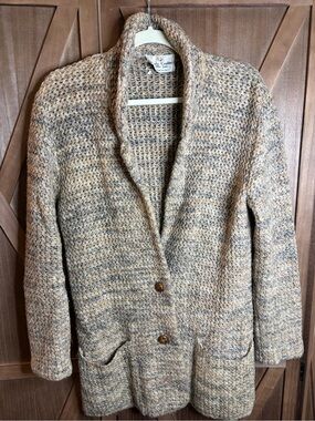 Vintage MR. JON Italy Heavy Knit Shawl Collar Cardigan Sweater Neutral S/M